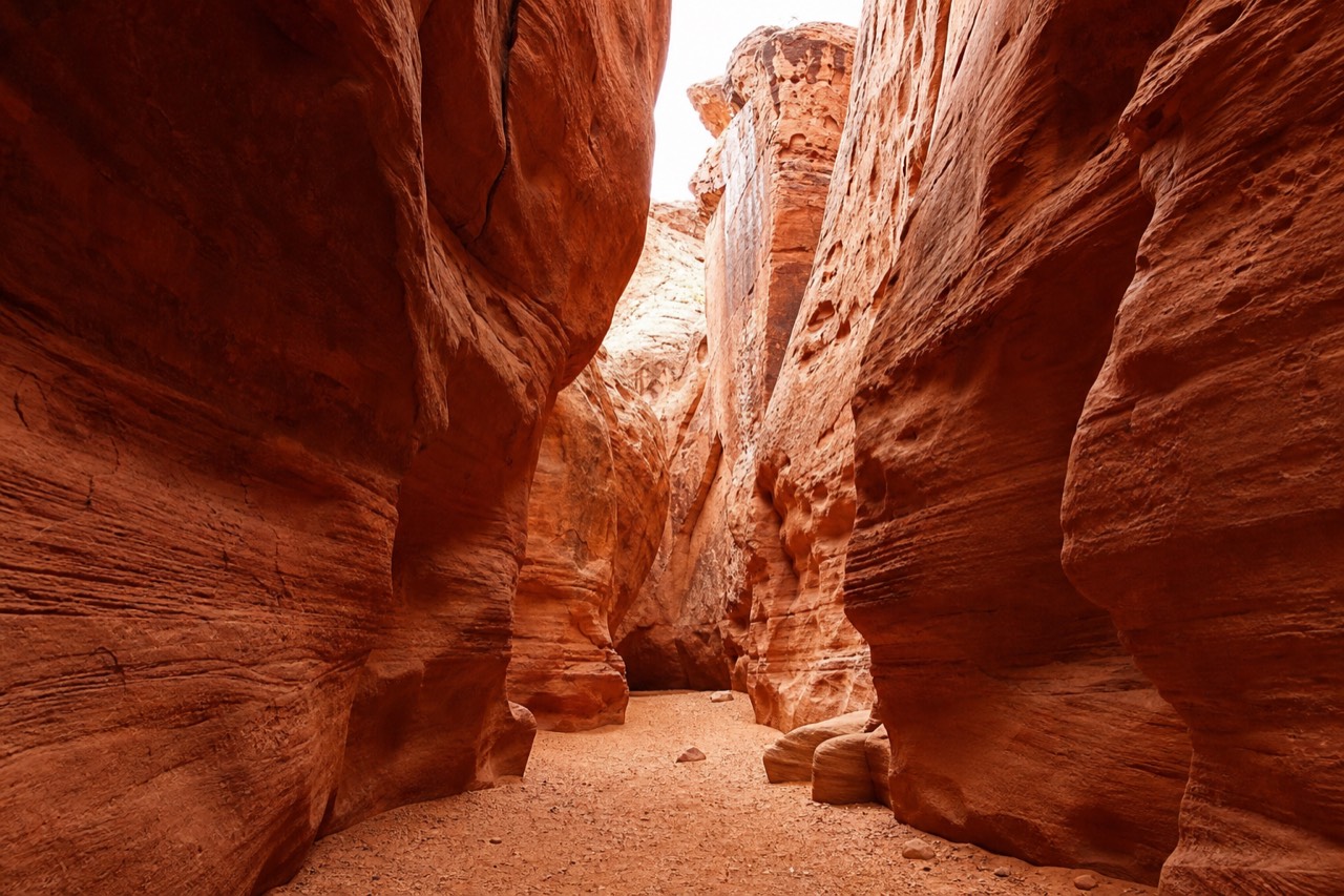 A hidden red-rock canyon deep in the Monument Valley backcountry, reachable only with a Navajo guide